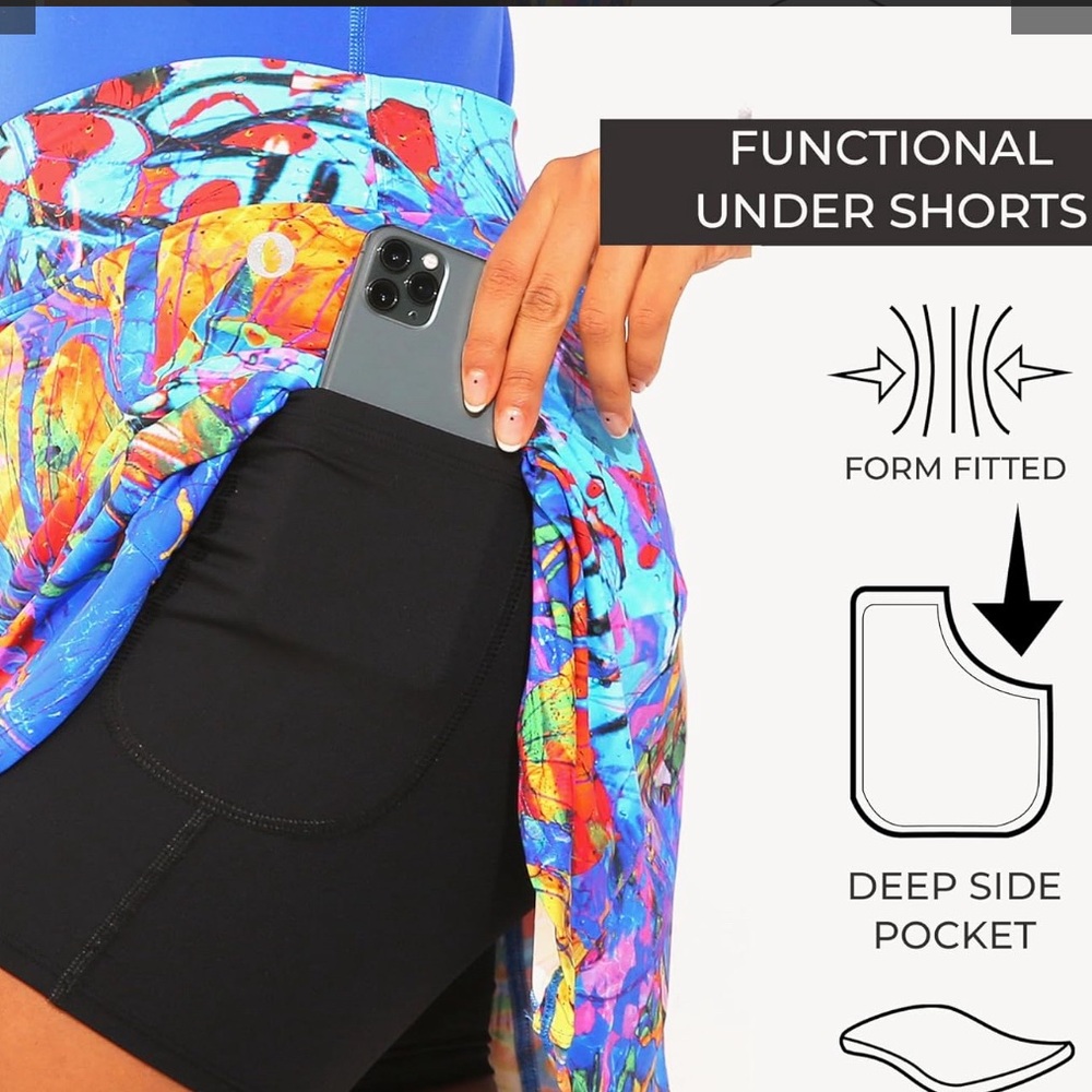 Dona Jo Ultimate Women's Active Performance Dri Fit A-line Skort w/ Pockets - Picture 2 of 7